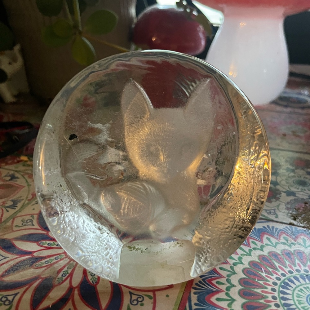 Vintage Crystal Cat Figurine